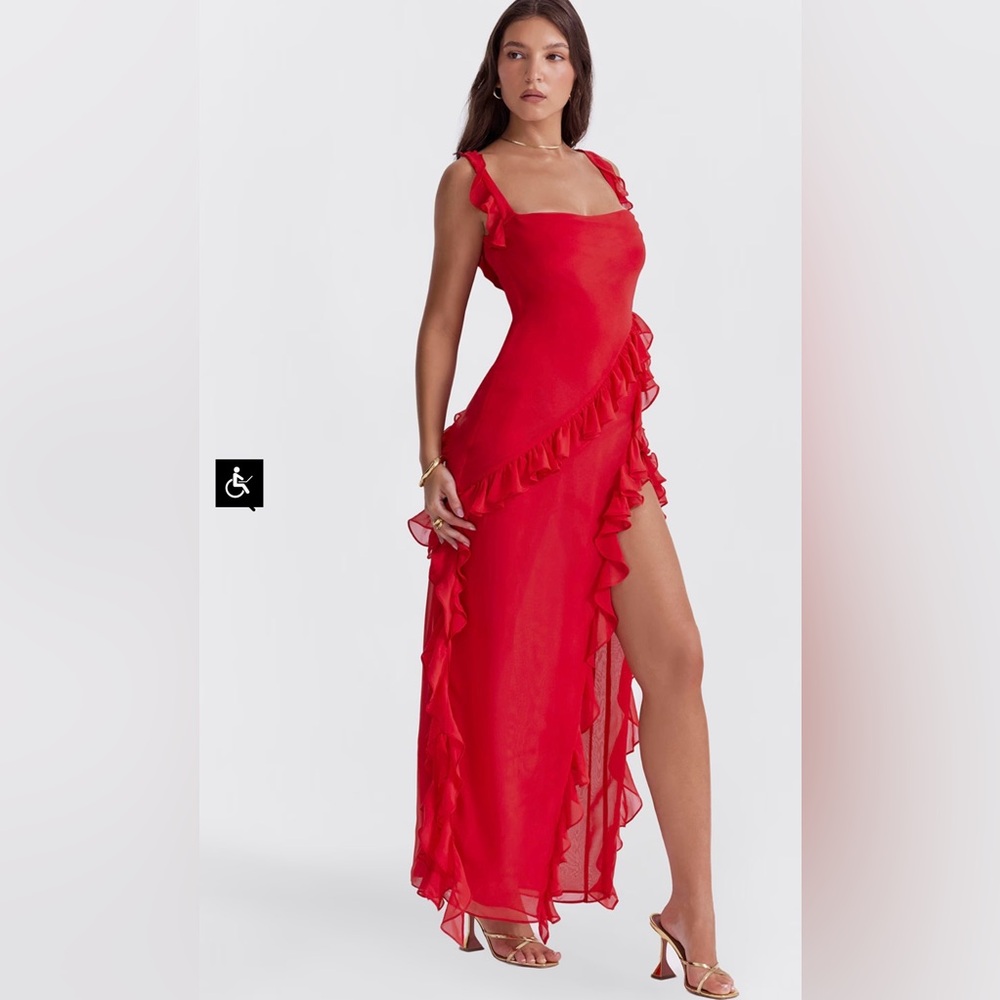 Ariela dress from house of CB . Cherry ruffle Maxi dress. Never worn.